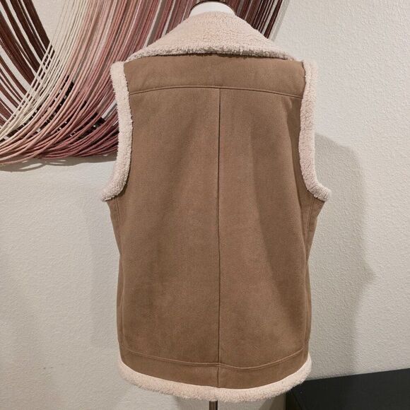 Lauren Ralph Lauren Shearling-Trim Vest Sz L - Picture 2 of 3